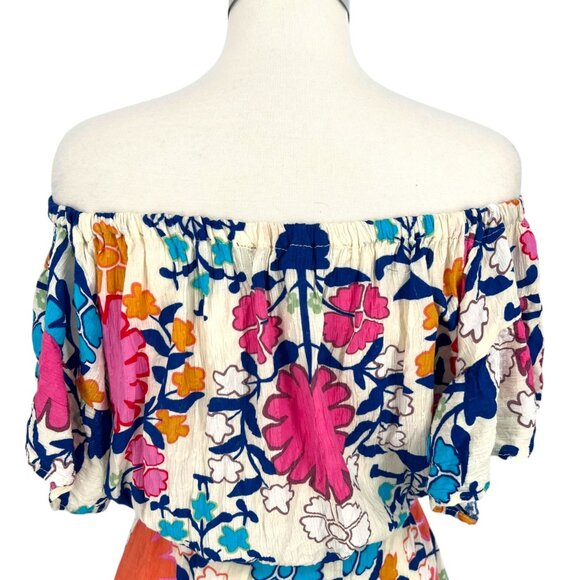 Rachel Roy Off-Shoulder Floral Dress Summer Beachwear White Mullti Size Medium - Picture 6 of 11